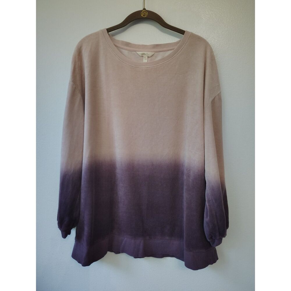Matilda Jane Ombre Velour Sweatshirt Pink Purple Long Sleeve Pullover Large - Picture 2 of 5